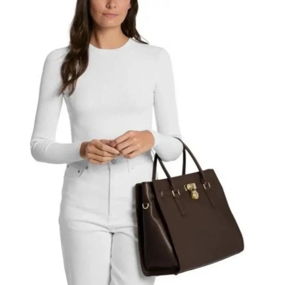 Michael Kors Women's Brown Leather Hamilton Modern Large Tote Bag - Picture 3 of 4